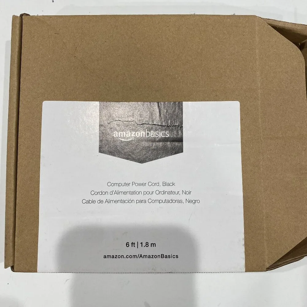 Amazon 6' (1.8M) black computer power cord, New In Box never used.